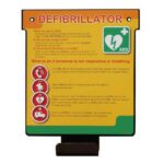 Defibrillator wall bracket with basic instructions