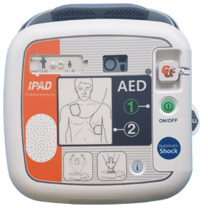 CU Medical ipad sp1 fully defibrillator, front image without orange carry case