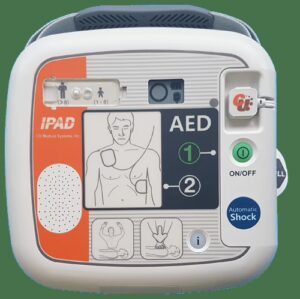 CU Medical ipad sp1 fully defibrillator, front image without orange carry case