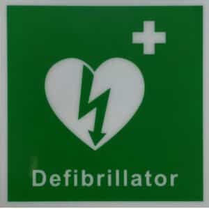 AED Defibrillator wall locator sign.