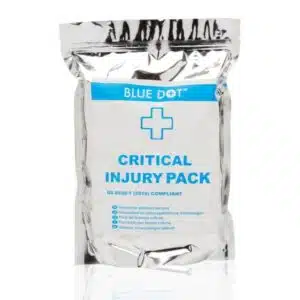 BS 8599-1:2019 Compliant Critical Injury Pack with Tourniquet, Trauma Dressings, and Haemostatic Supplies for Workplace Emergencies.