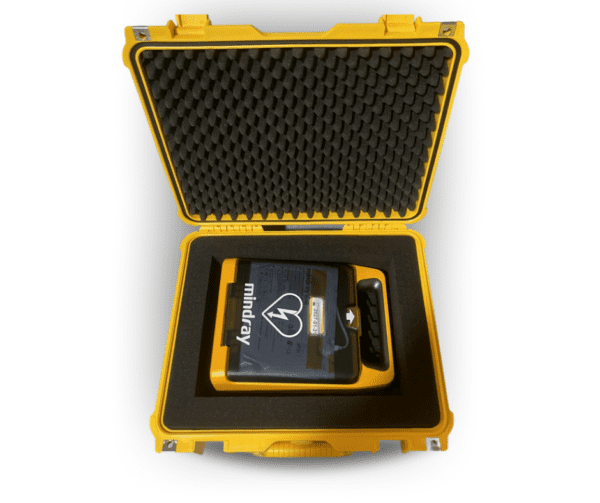 Inside of a Mindray AED Yellow Hard Carry Case