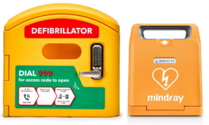 C1A Mindray Semi Auto AED and DefibCaddy Outdoor Locked Package