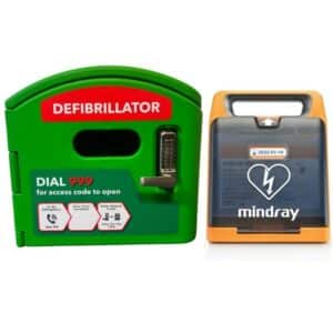 Mindray BeneHeart C2 Fully Automatic AED Defibrillator With Heated Cabinet Outdoor Package