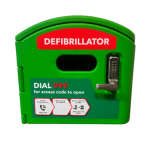 DefibCaddy External Locked Green Defibrillator Cabinet