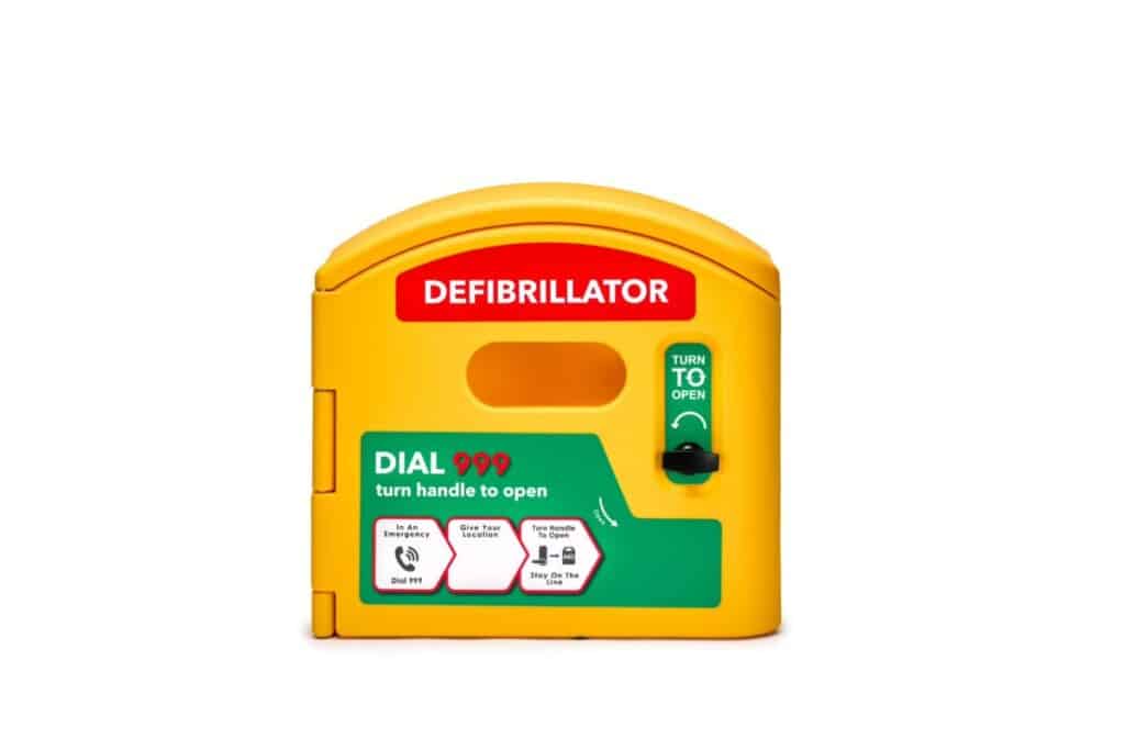 an outdoor defibrillator cabinet without lock