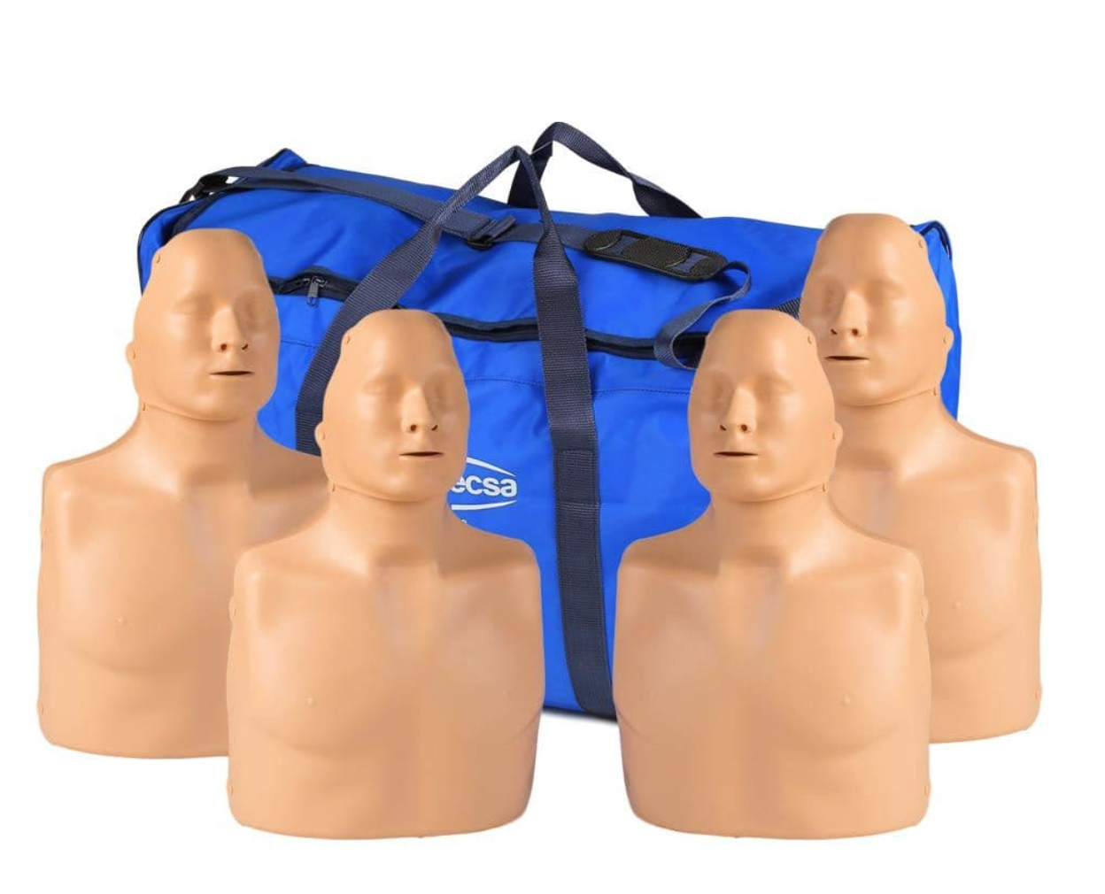 Four Practi-Man CPR Manikins with a carry hold bag.