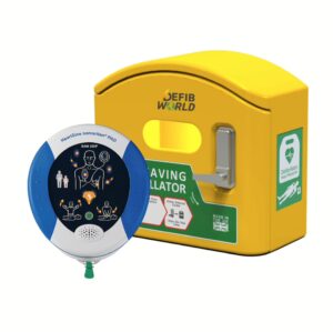 HeartSine Samaritan PAD 350p Defibrillator & DefibCaddy Outdoor Unlocked Cabinet