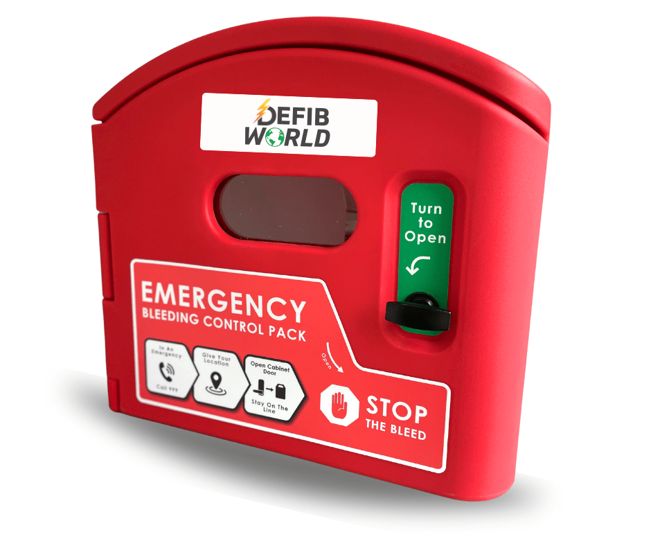 Emergency bleeding control pack with clear instructions for use in bleeding incidents.