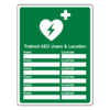 Trained AED Users and Location Sign background in green