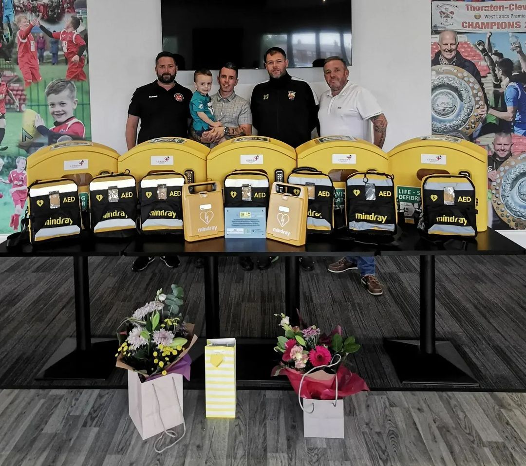 Mindray AED defibrillators donated to a local community with volunteers and families - Supporting public safety and readiness for emergencies beyond cardiac arrest