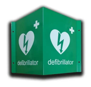 2-Way Metal Defibrillator Wall Sign