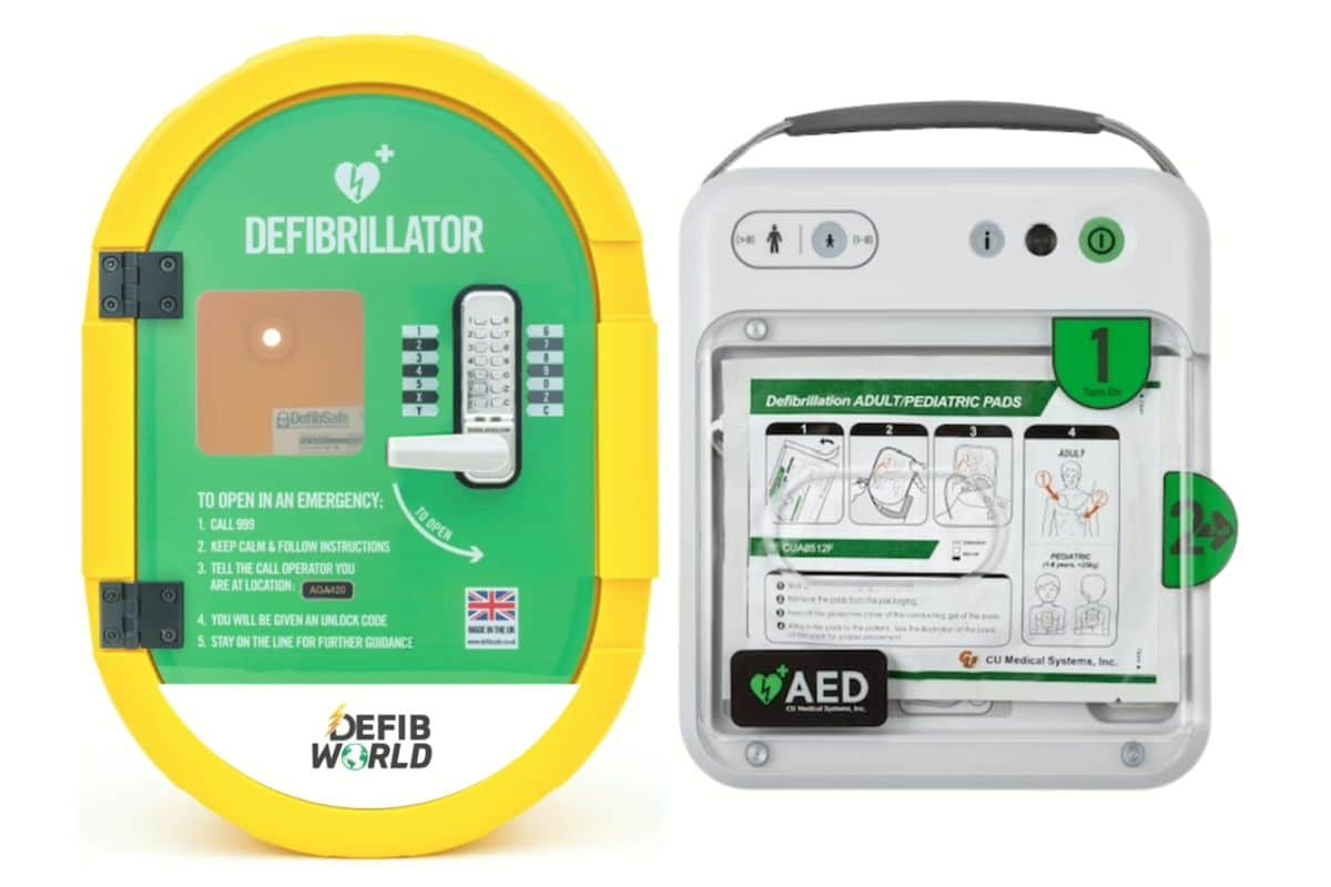 defibrillator with outdoor case