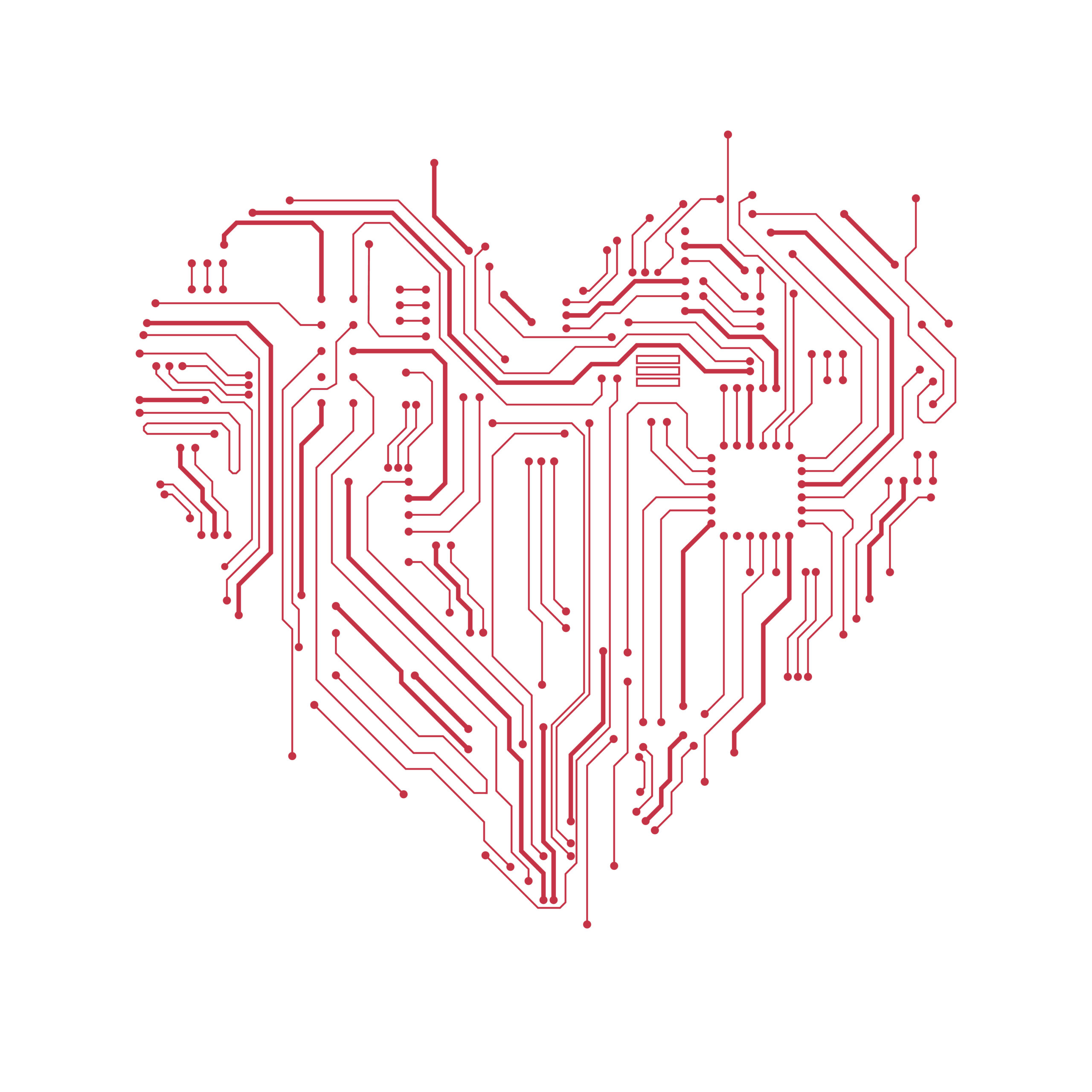 Heart-shaped circuit board design symbolizing technology in automated external defibrillators (AEDs) - Advancing workplace safety with modern cardiac care solutions
