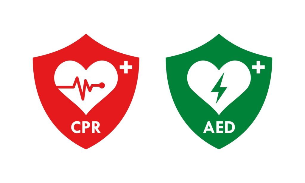CPR and AED icons used for the "CPR and First Aid Training" category to represent lifesaving techniques, essential for understanding cardiac emergency response.