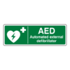Automated External Defibrillator Sign on green background